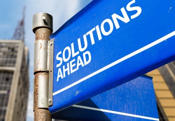 "Solutions Ahead" sign